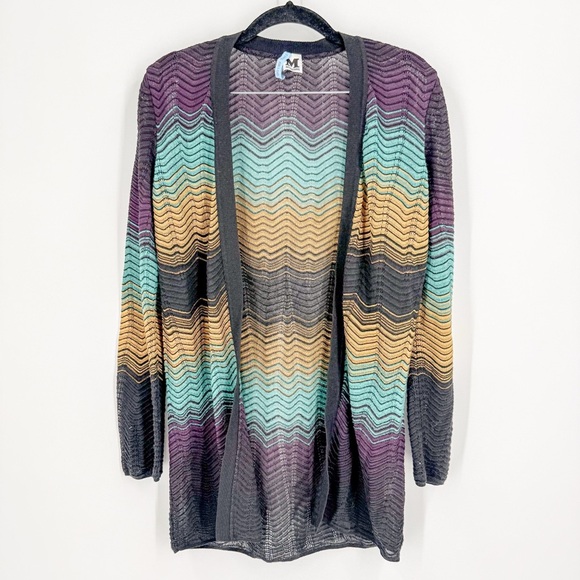 Missoni Purple and Yellow Chevron Cardigan Sweater - Picture 1 of 4